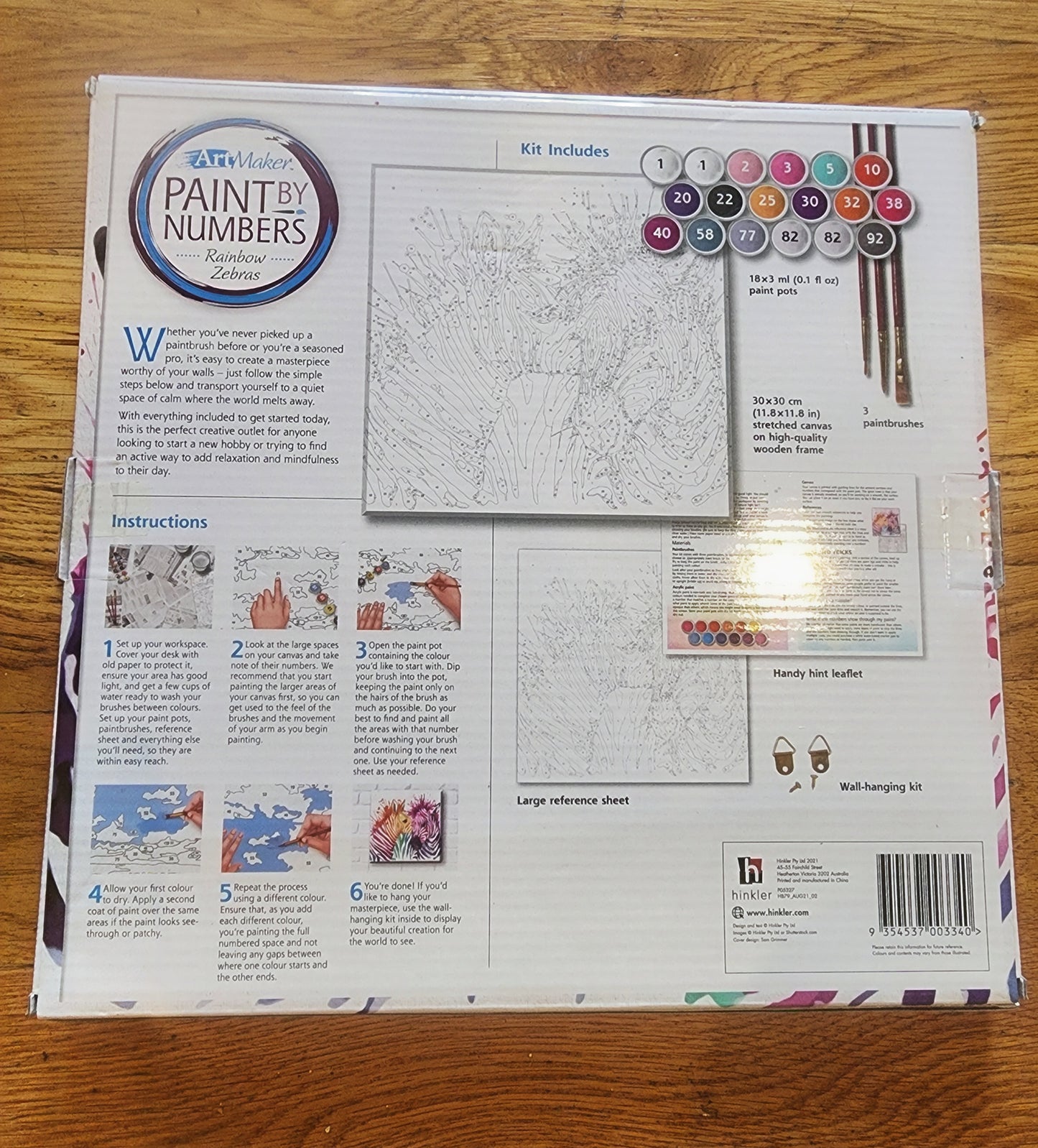 RAINBOW ZEBRAS paint by Numbers. 11.8" x 11.8"