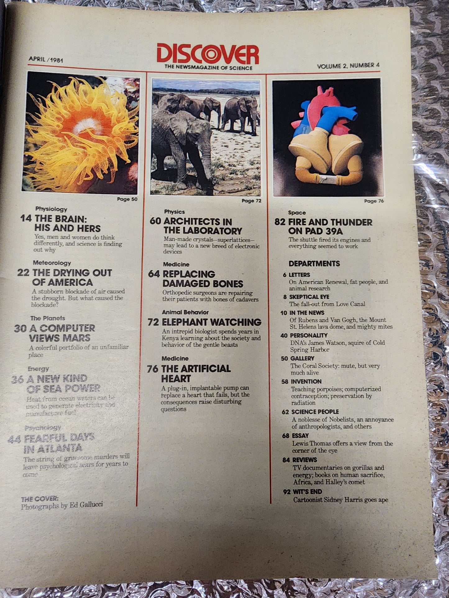 Discover Magazine April 1981 Psychic Scars in Atlanta, Artificial Heart, Drought