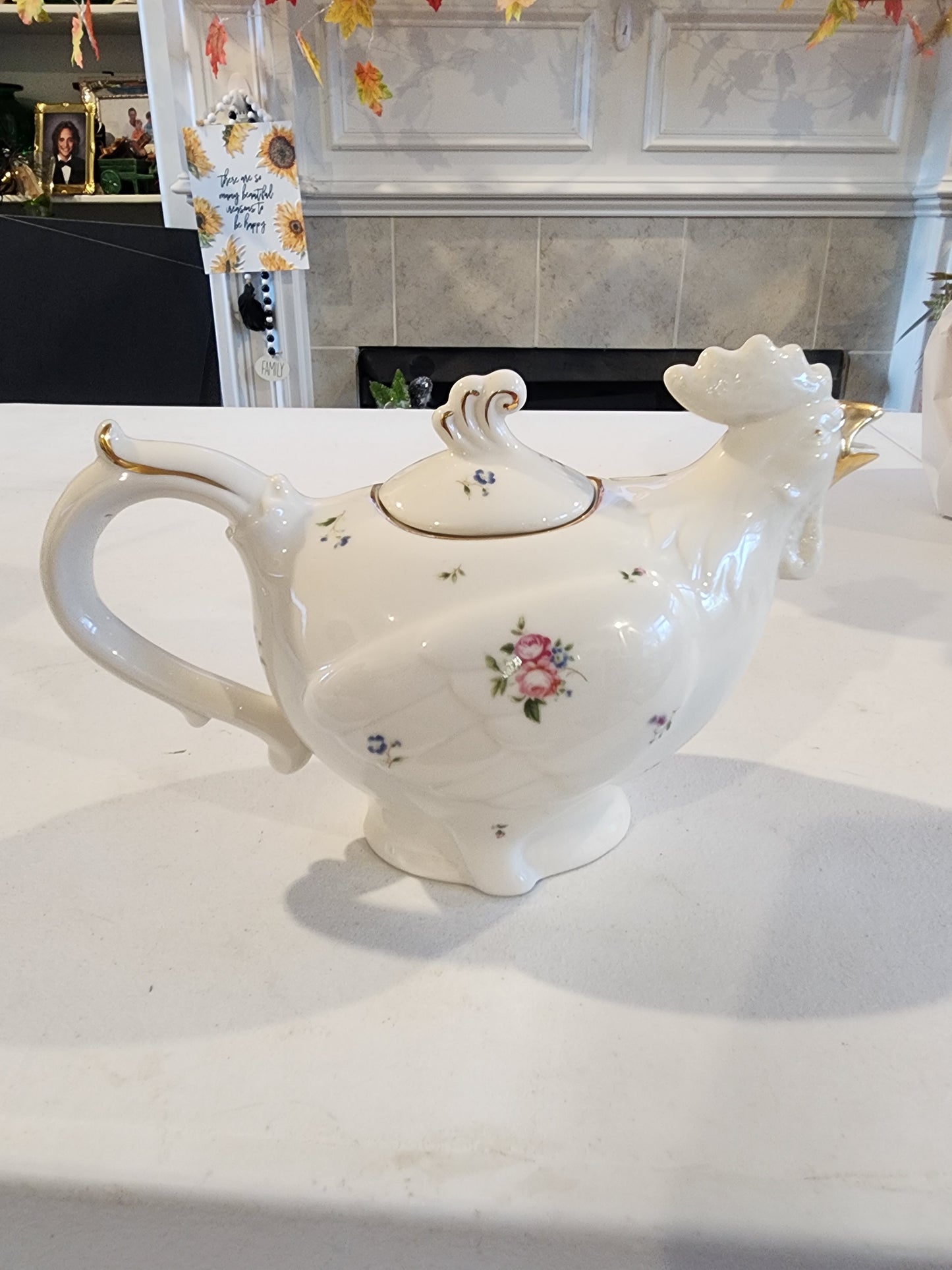Grace's Teaware Fine Porcelain Chicken Rooster Tea Pot.,