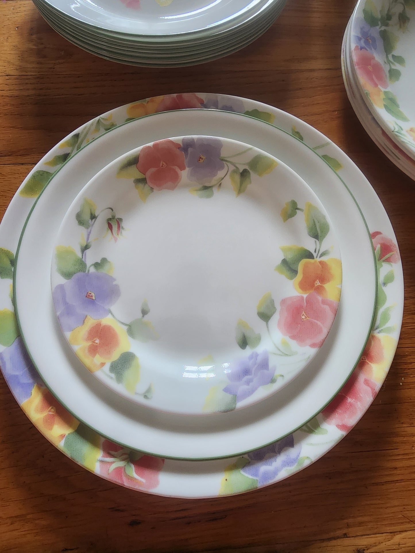 Corelle Summer Blush dinnerware collection, known for  distinctive pansy 24 PC set