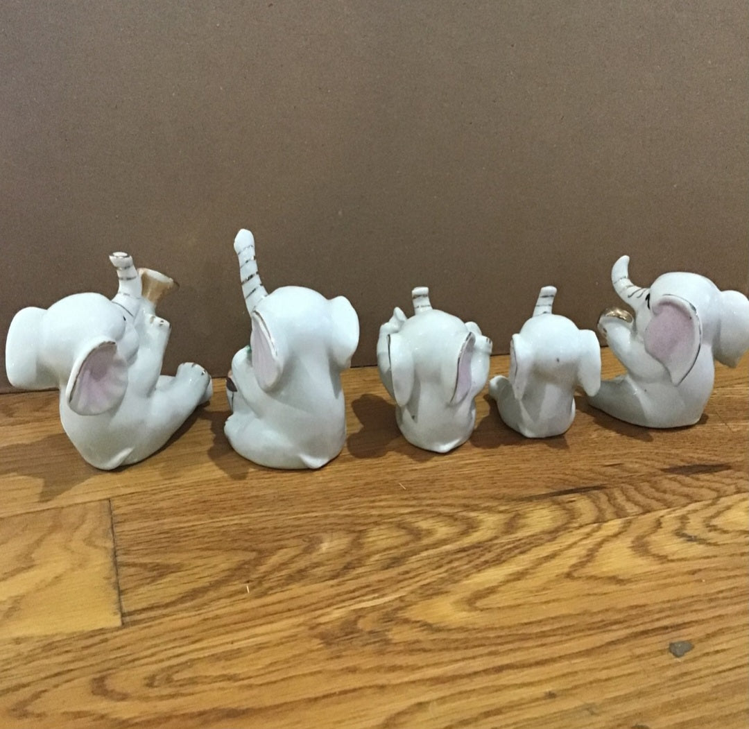 5  Vintage Orchestra band White Porcelain Elephants