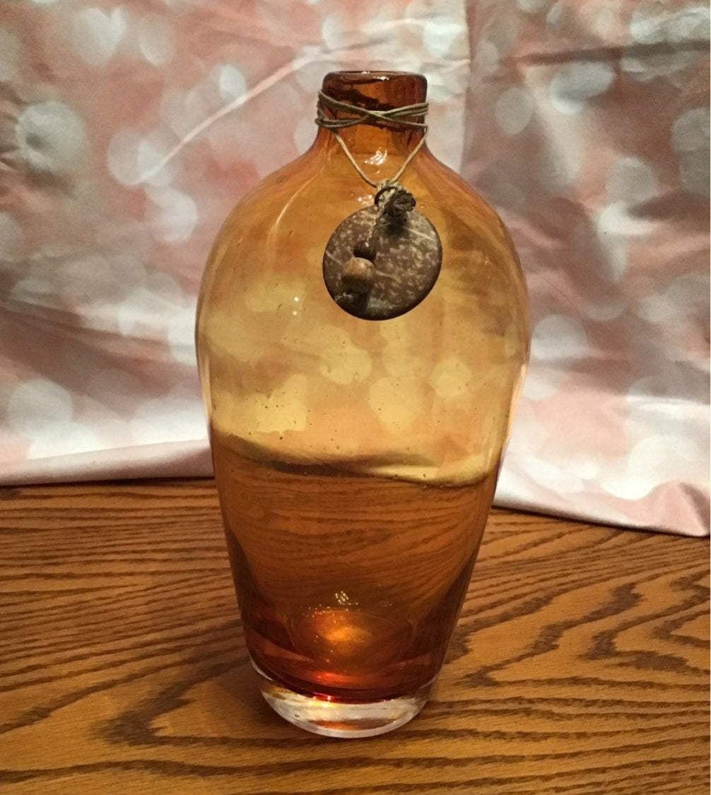 Stunning Vintage Hand-Blown Amber Glass Vase - 10" Tall - Perfect Condition
