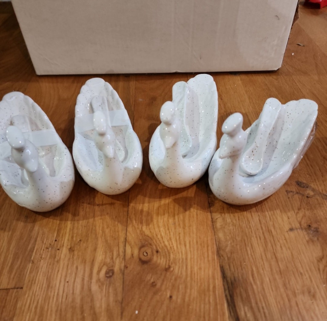 Four Floor 9 Peacock Dipping Bowls with Spoon