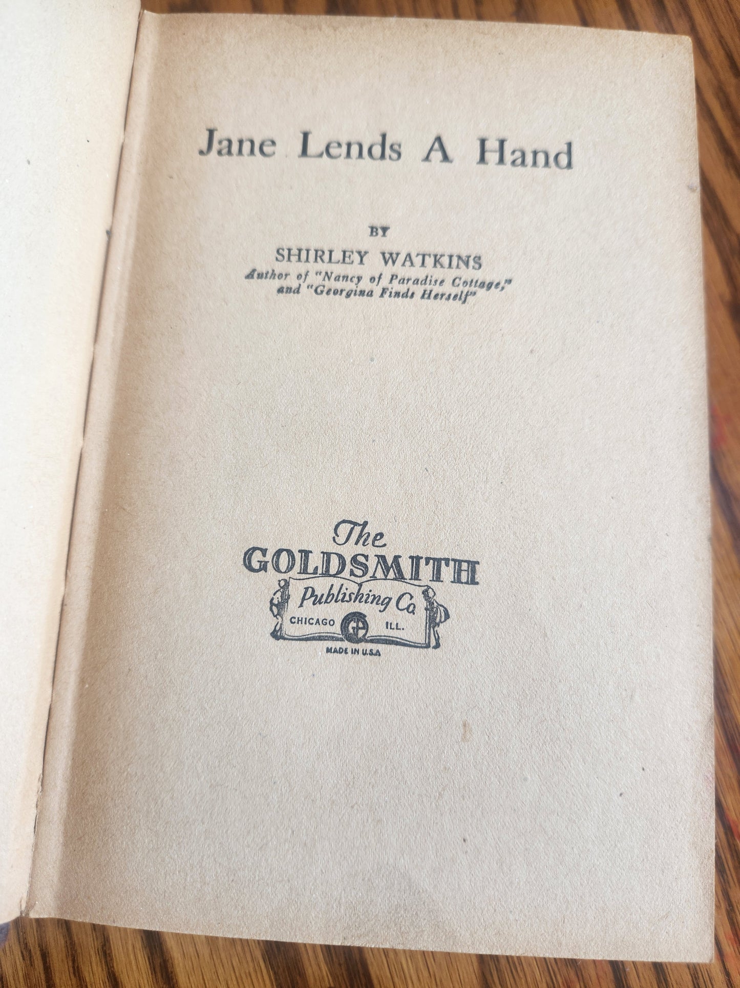 Jane Lends A Hand by Shirley Watkins 1923 Goldsmith Publishing Co Vintage Book