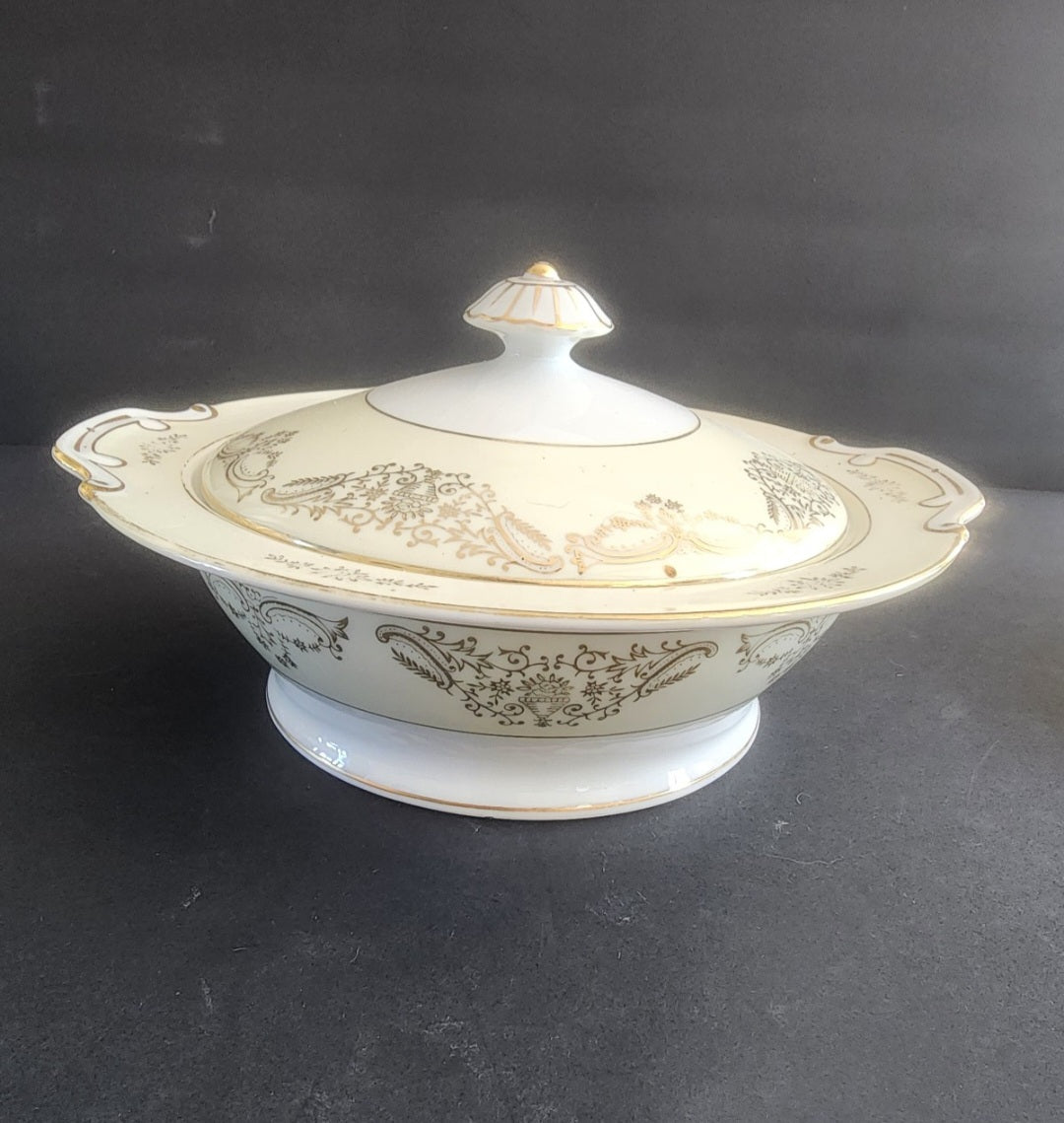 Vintage Ransom Gold Filigree Covered Dish - 1920s Japanese Fine China