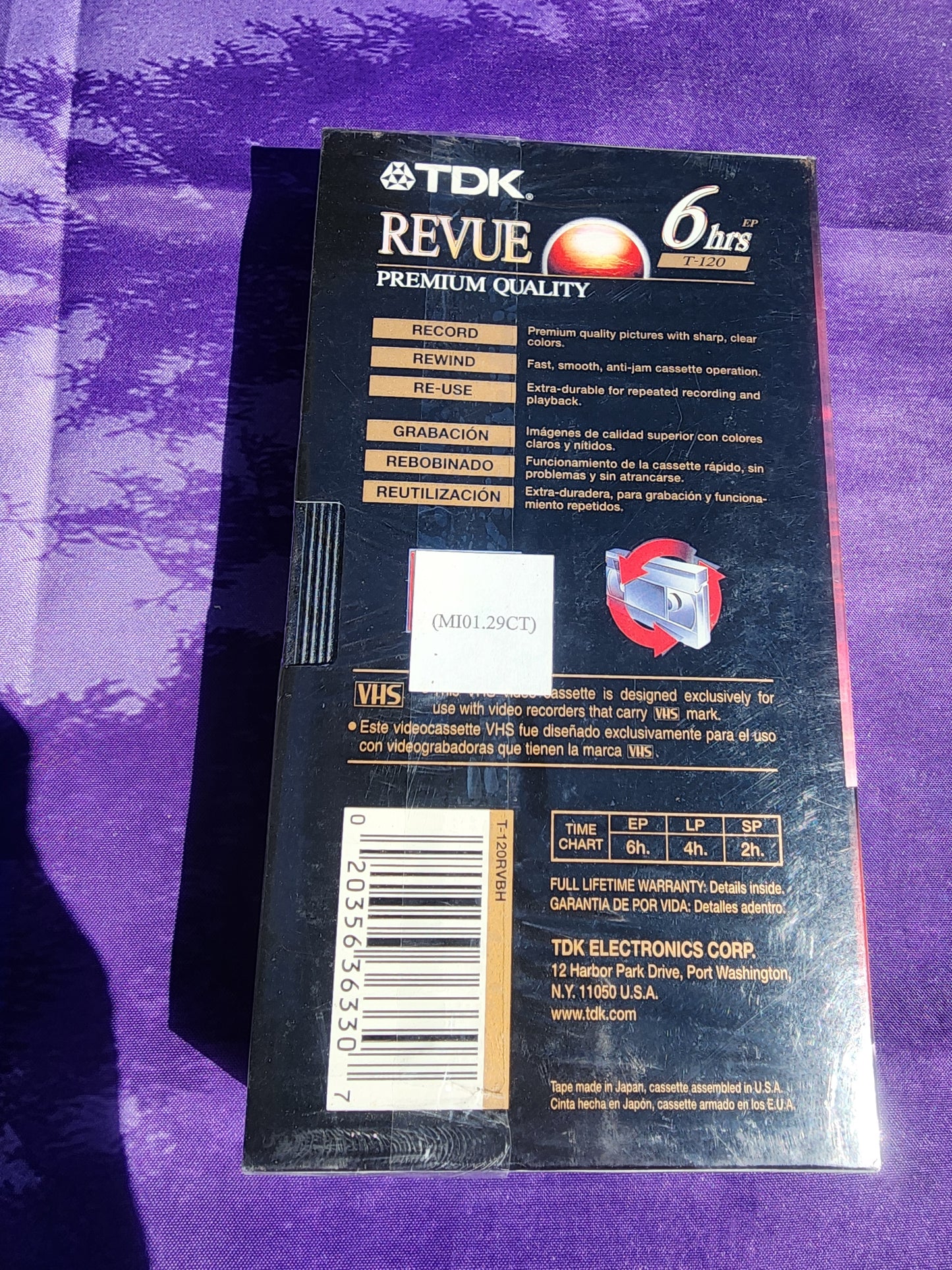 TDK Premium Quality Revue Blank VHS Tape T-120 6 hrs Brand New Sealed