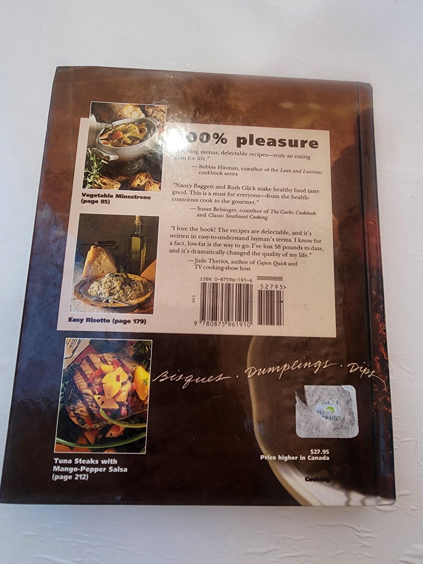 100% Pleasure Cookbook Nancy Baggett Ruth Glick Hardcover Appetizers Dessert 1994