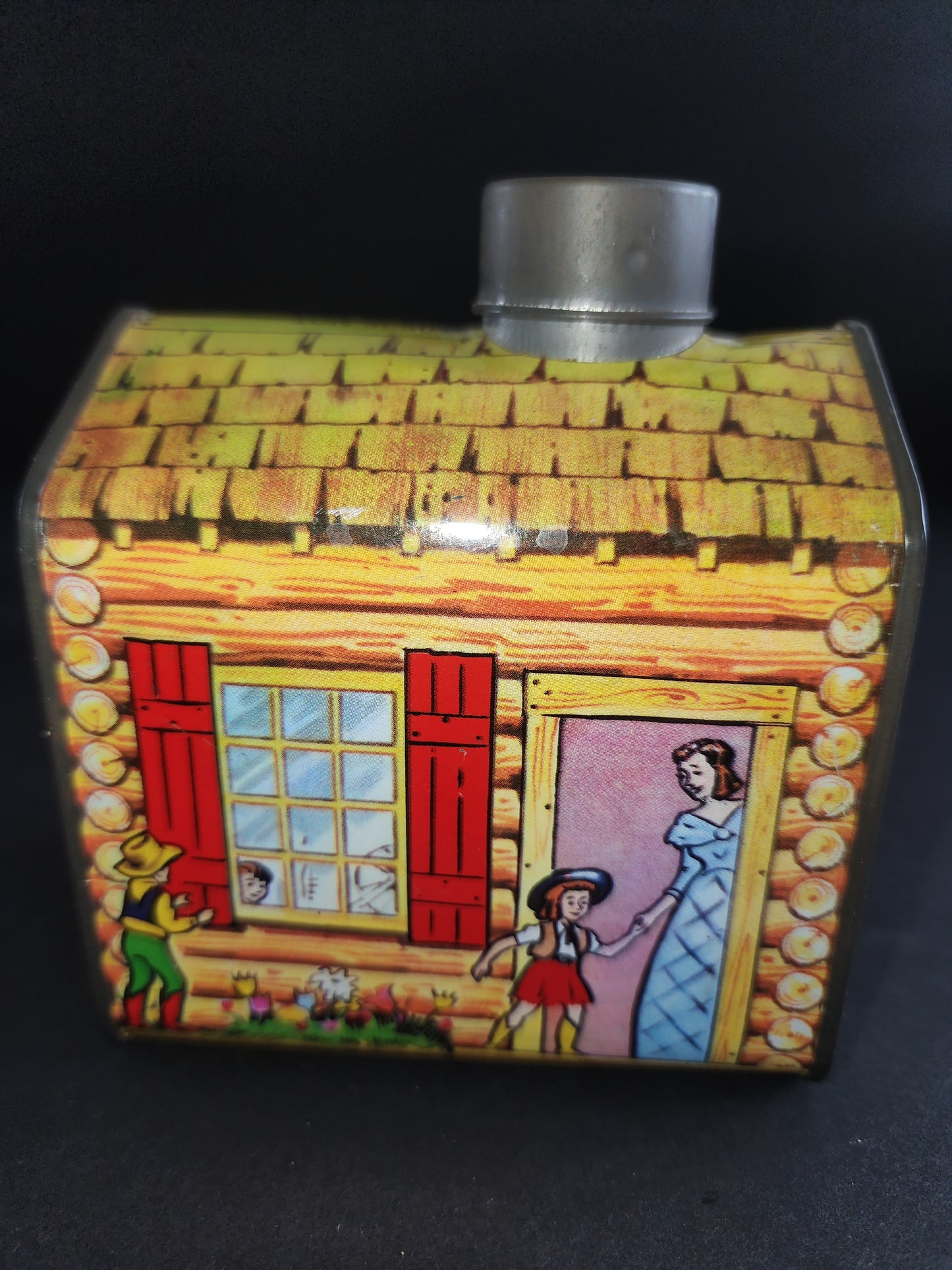 VINTAGE Towle's Log Cabin Syrup Tin Metal Promotional Coin Bank