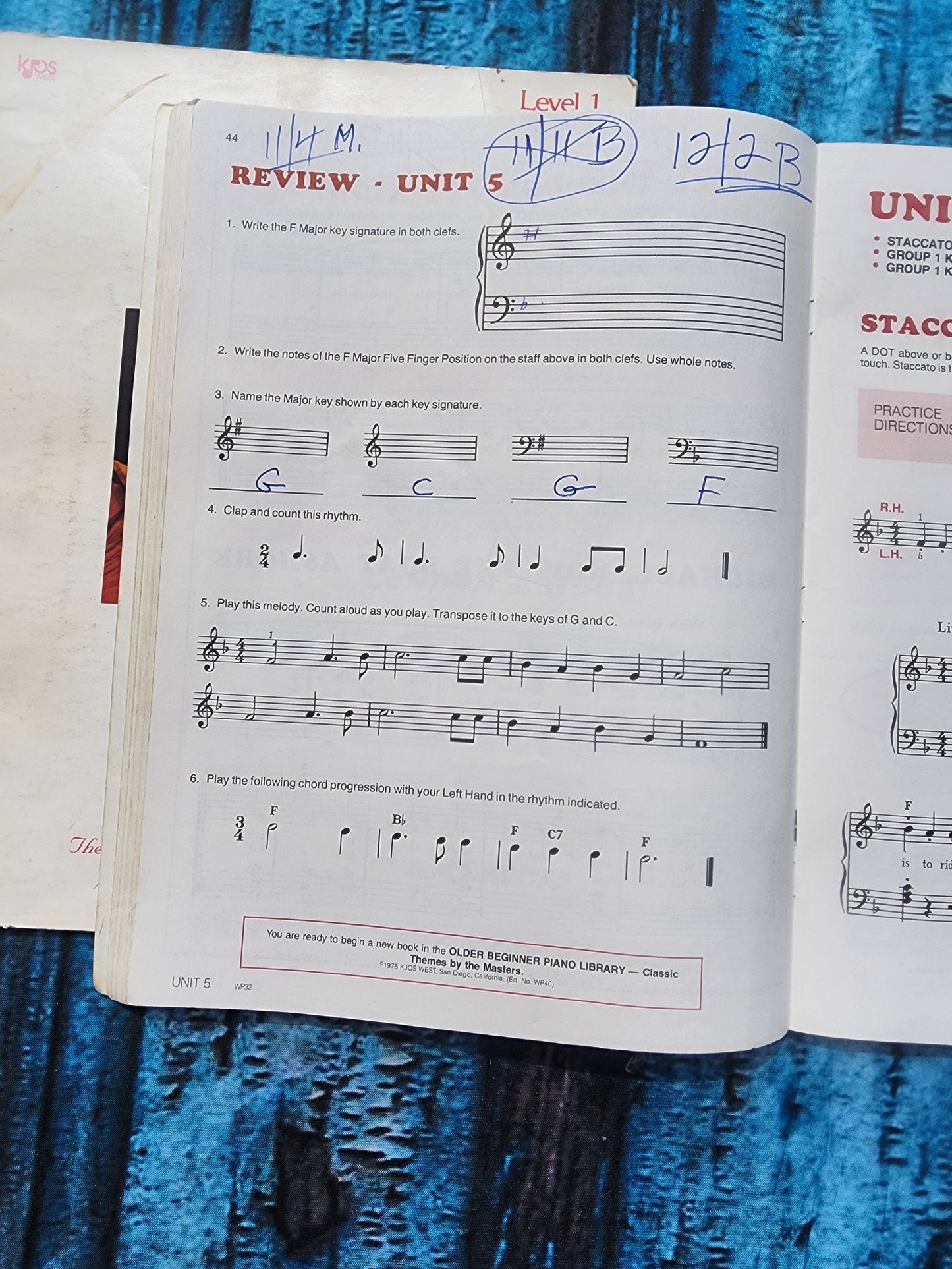 2 Books Musicianship & The Older Beginner Piano Course by James Bastien  (Level 1)