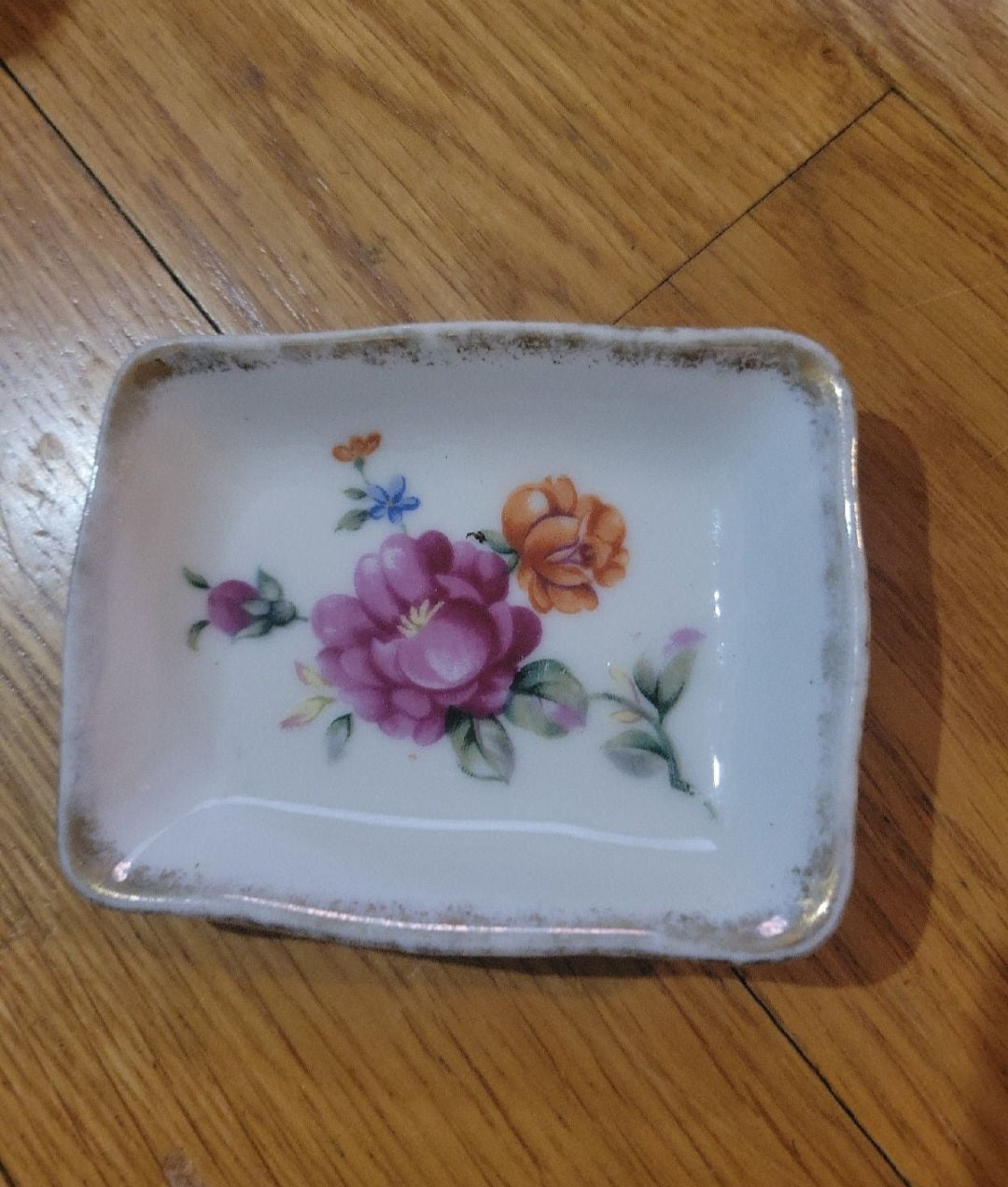 Vintage Porcelain vanity mirror and Porcelain ring tray