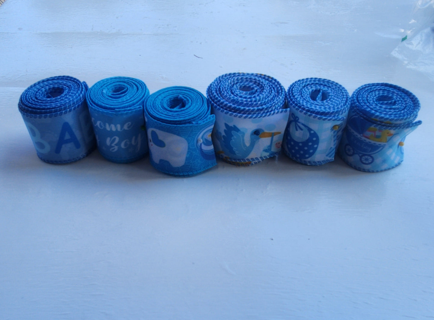 6 Rolls 30 Yards Baby Boy Light Blue Craft Ribbon for Baby Shower Decorative