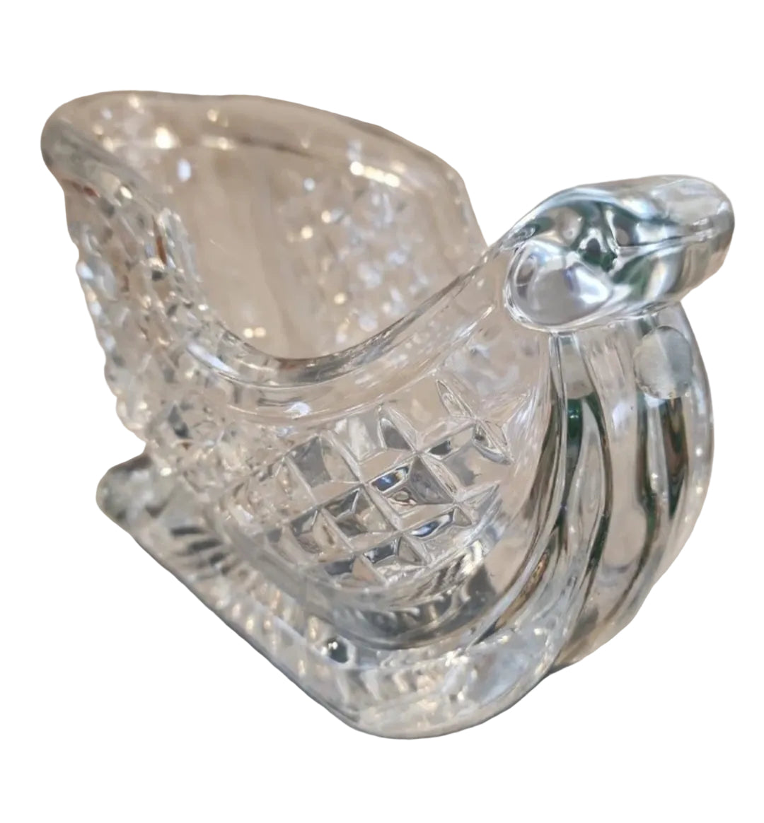 Lenox Sleigh 24% Lead Crystal Glass Christmas Candy Dish Heavy