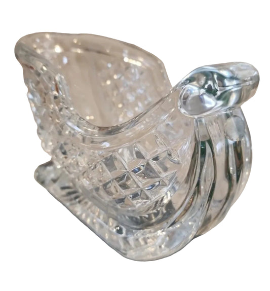 Lenox Sleigh 24% Lead Crystal Glass Christmas Candy Dish Heavy