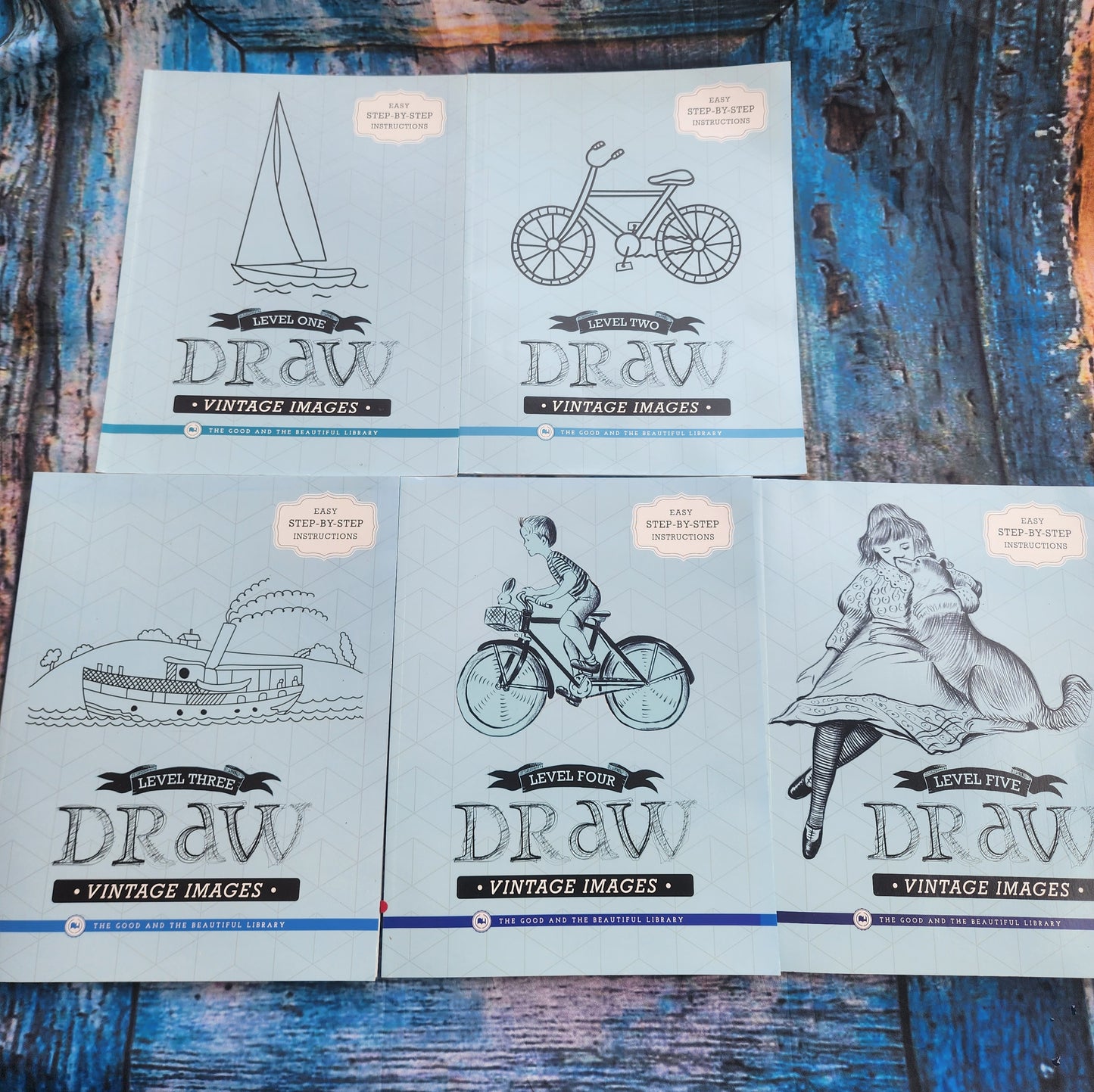 The Good and the Beautiful Draw Vintage Images Set, Levels 1-5 Complete Homeschooling Art Book