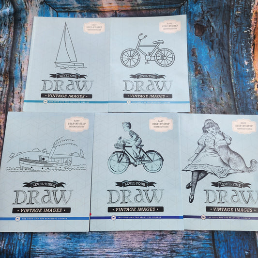 The Good and the Beautiful Draw Vintage Images Set, Levels 1-5 Complete Homeschooling Art Book