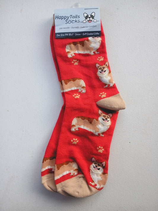 New Socks with Corgis by Happy Trails soft combed cotton, one size fits most