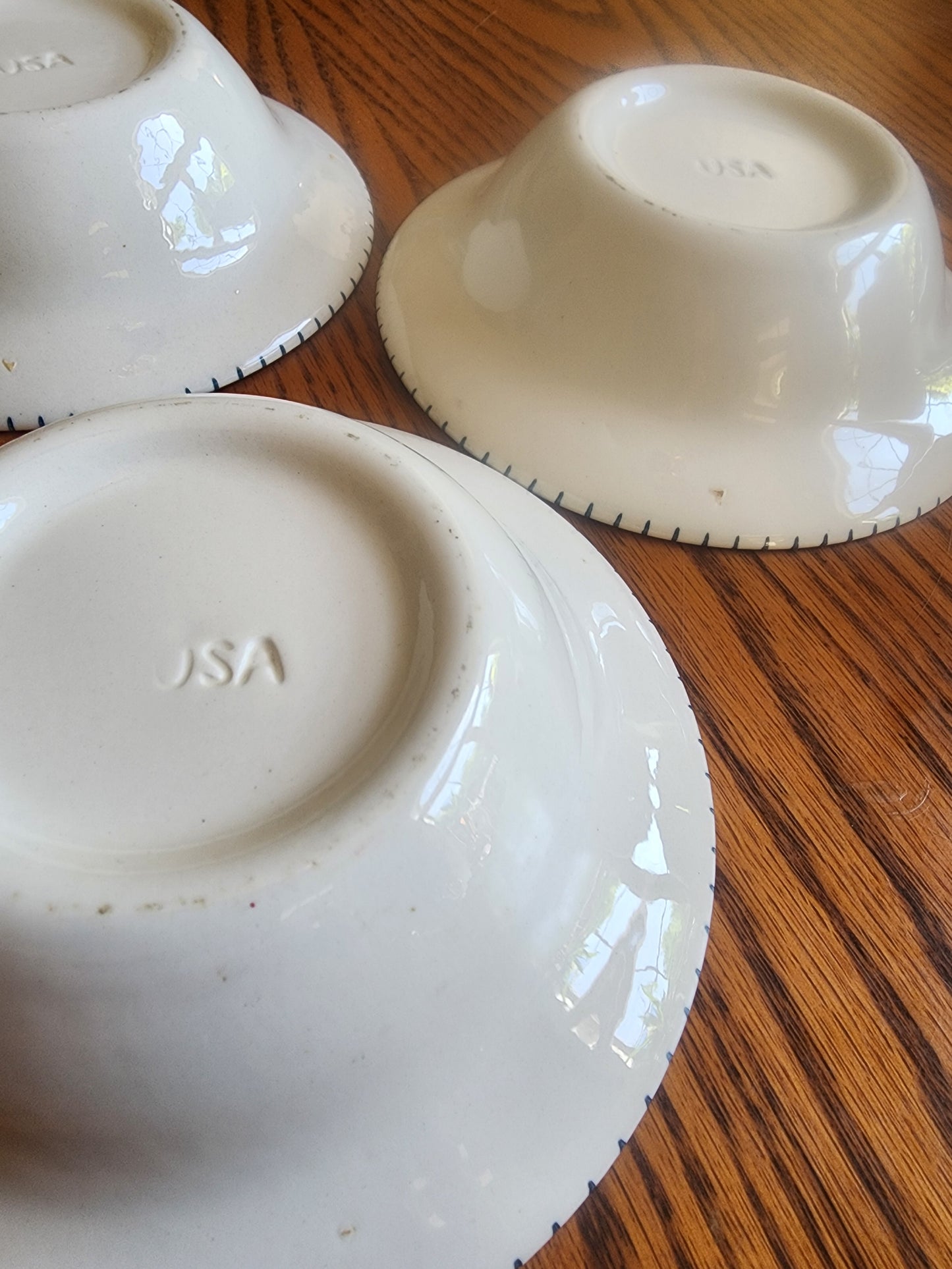 Set of 3 Royal China Colonial Heritage Blue & White Cereal Bowls - Ironstone USA