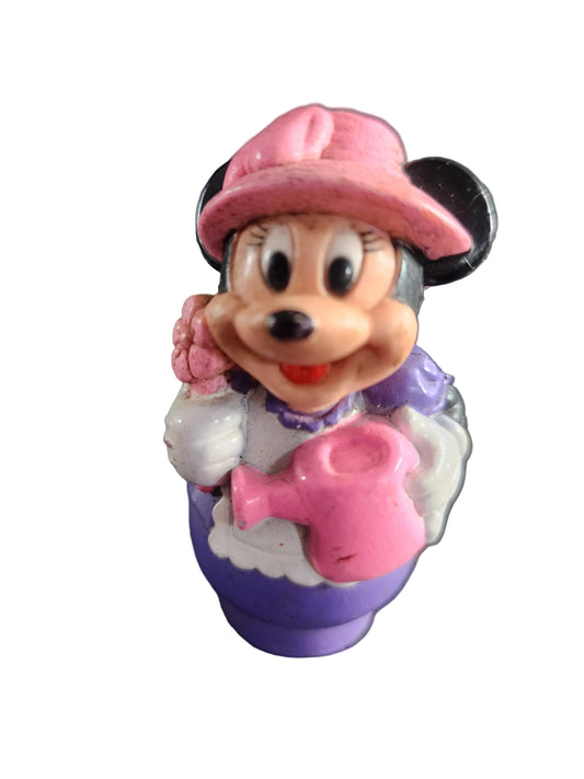 Vintage Disney Mattel Arco Mickeytown: Minnie Mouse with Watering Can Figure, finger puppet