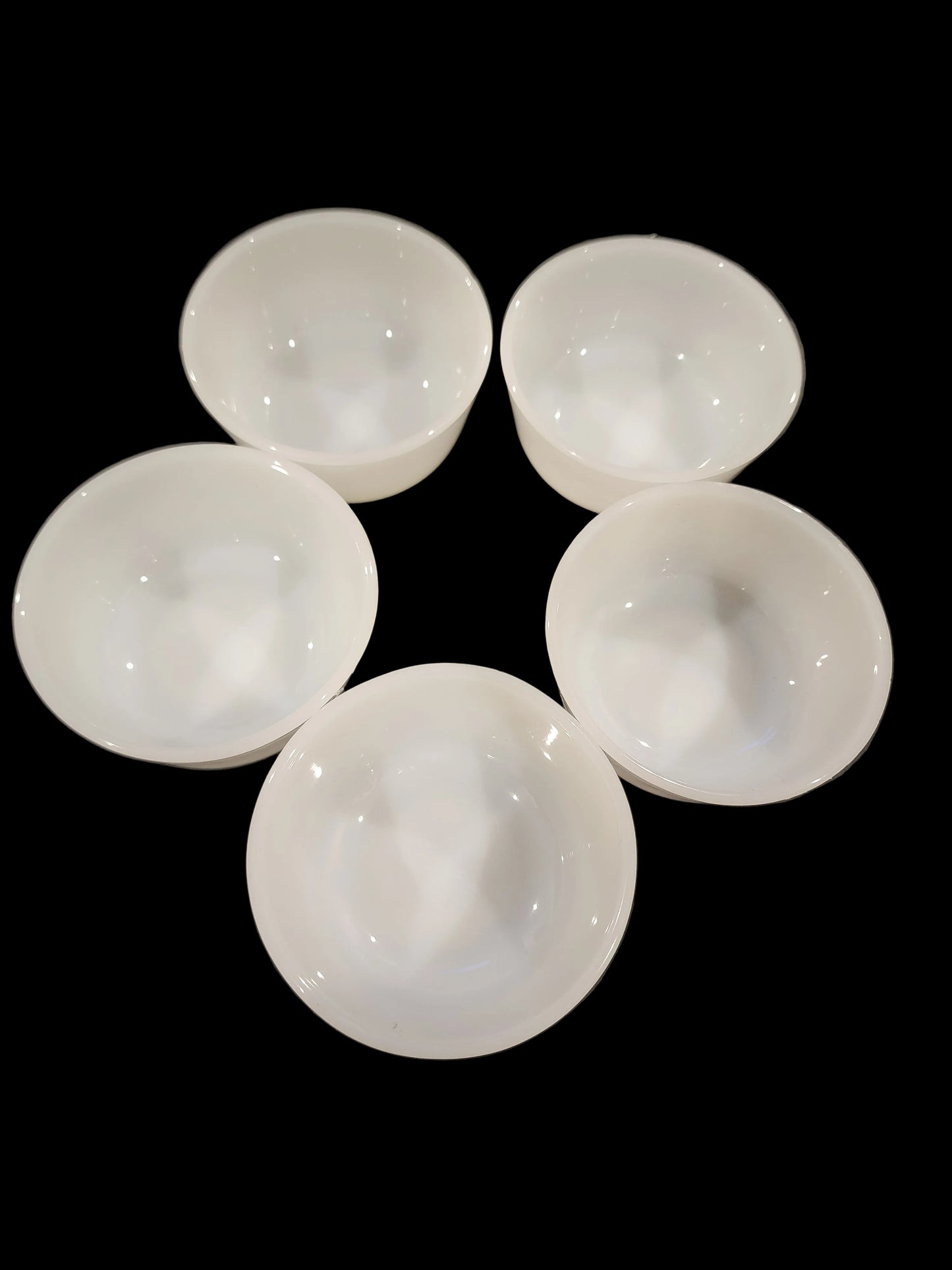 Anchor Hocking Fire King 6 oz Milk Glass Custard Cups Ramekins Set of 5