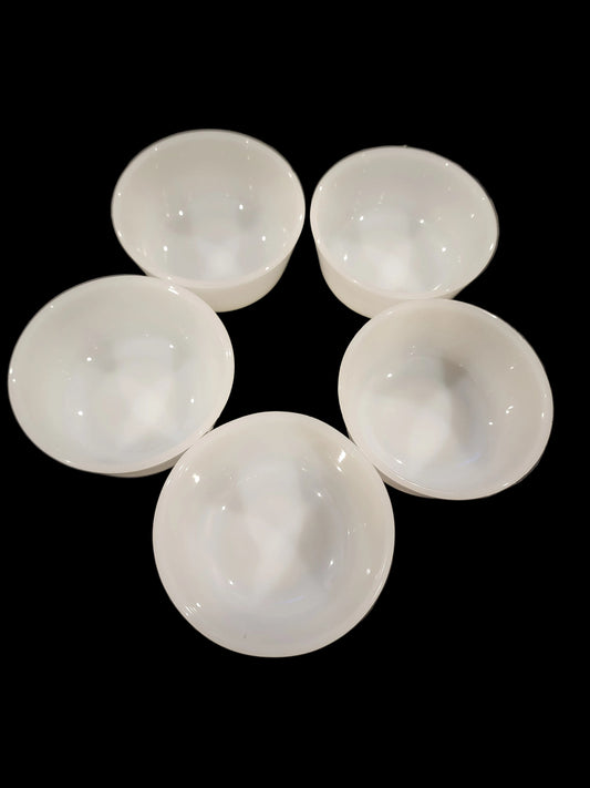 Anchor Hocking Fire King 6 oz Milk Glass Custard Cups Ramekins Set of 5