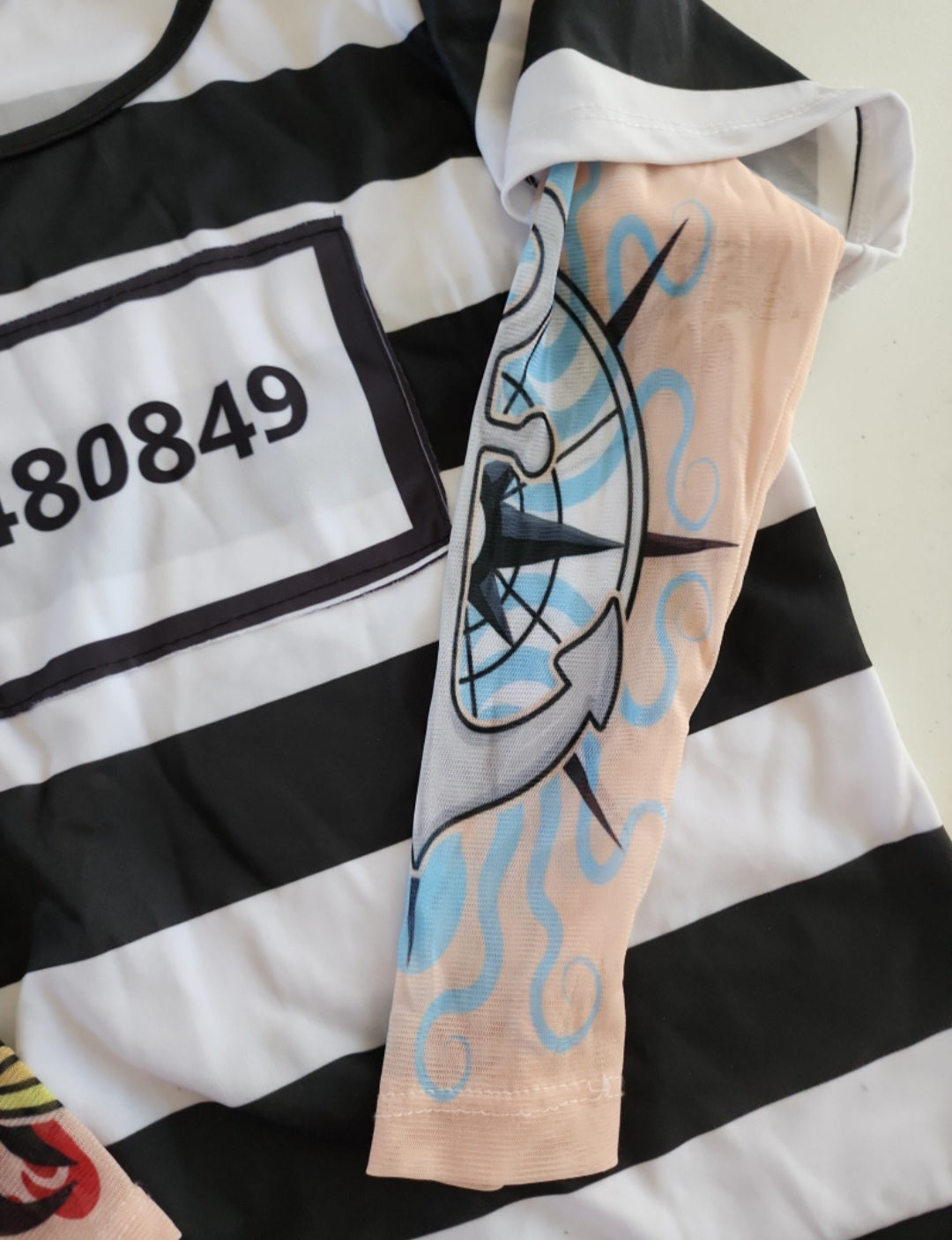 Boy's Prisoner Convict Tattoo Sleeves Child Size L 10-12 Halloween Costume