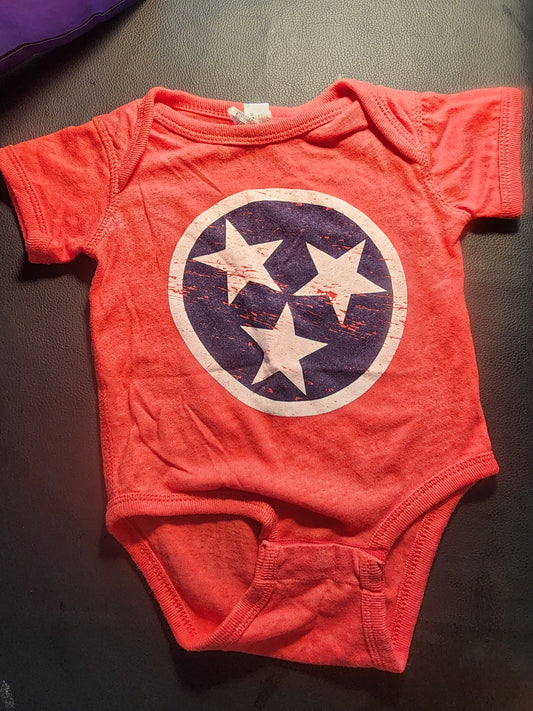 Tennessee Tri-star  Onesie 6 Months Red White & Blue