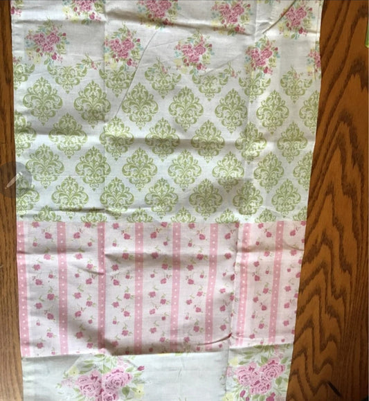Cabbage Rose Shabby Chic Floral Striped Polka Dot Fabric Valance Curtain