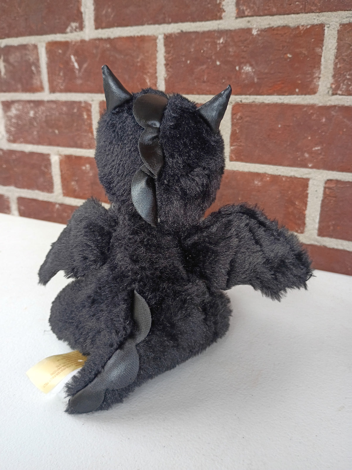 Halloween Black and Gray Dragon Soft Fuzzy Plush with Purple Eyes