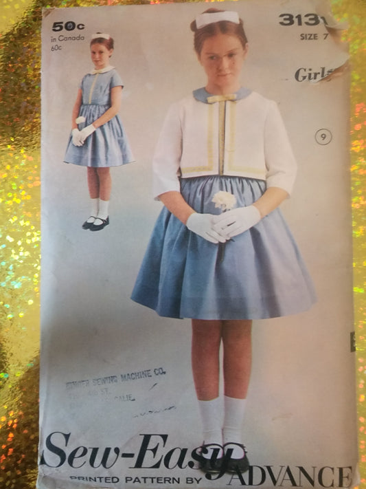 Advance Pattern 3131; ca. 1963; Girls' Dress and Jacket size 7