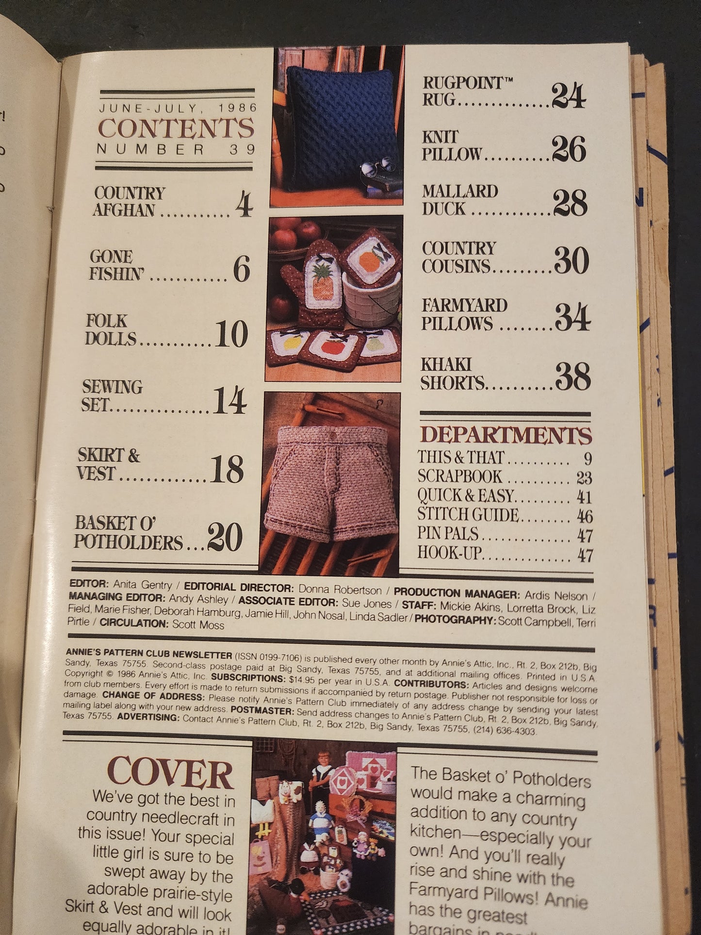 Doll's Annie's Pattern Club Newsletter Booklet & Pattern #39 1986 & #24 1983 Crochet & Needlecraft patterns