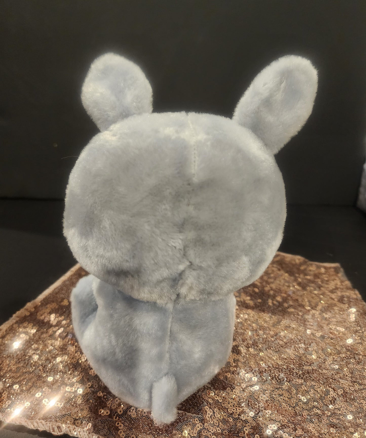 Adorable 10" Gray Plush Bunny Rabbit with pink embroidery cheeks, ears and paws