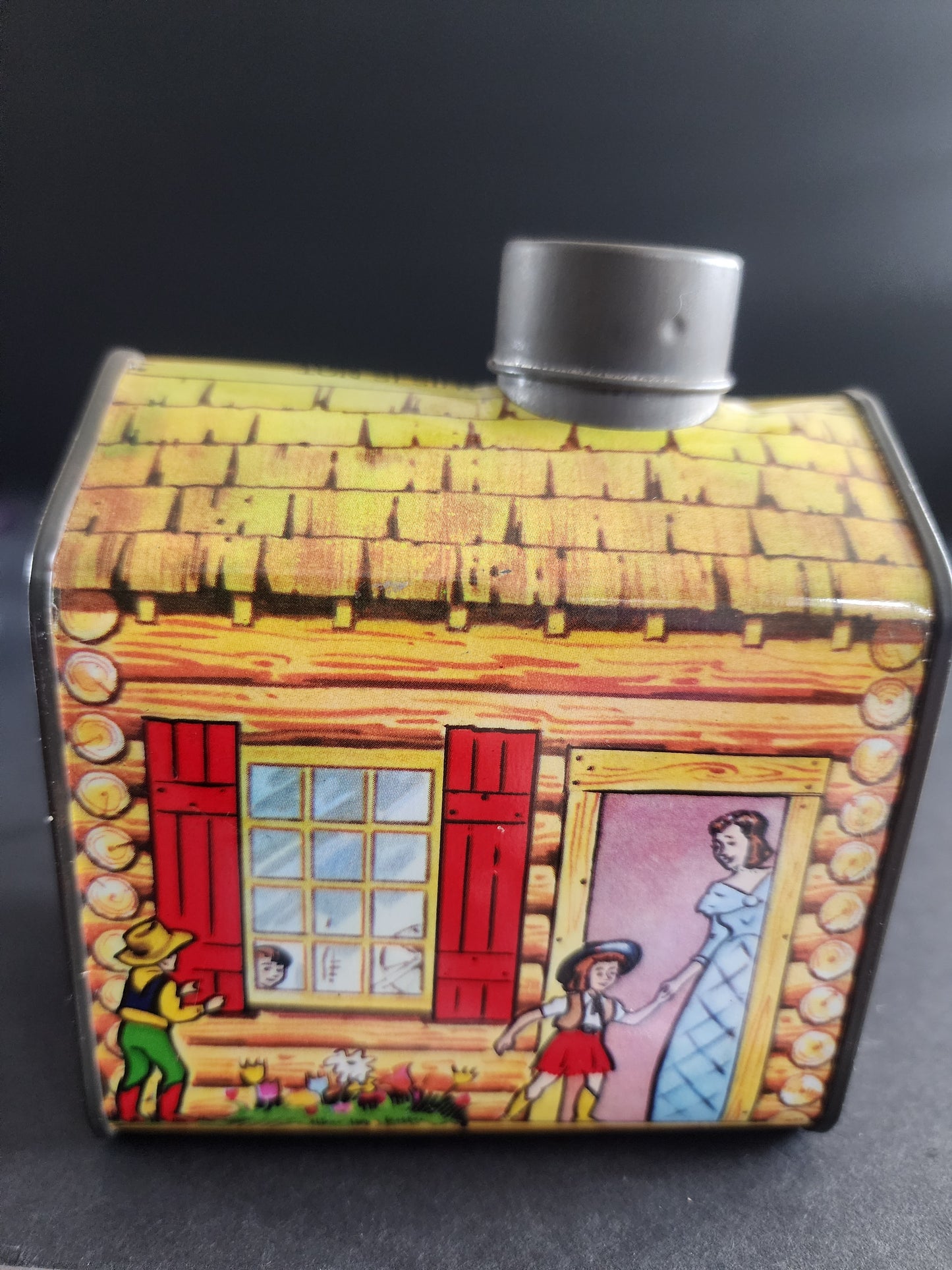 VINTAGE Towle's Log Cabin Syrup Tin Metal Promotional Coin Bank