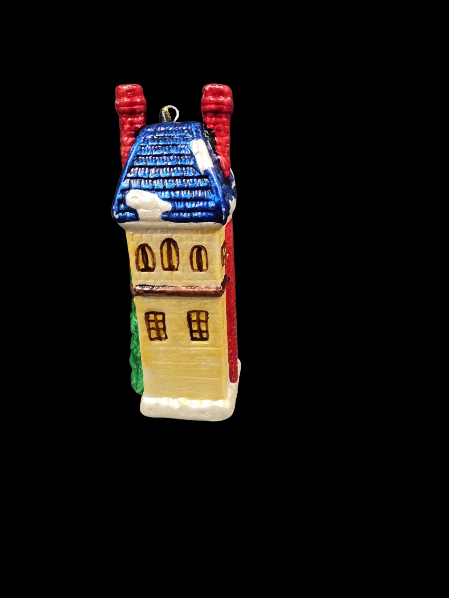 Vintage Christmas Village Inn Ceramic Ornament 4"