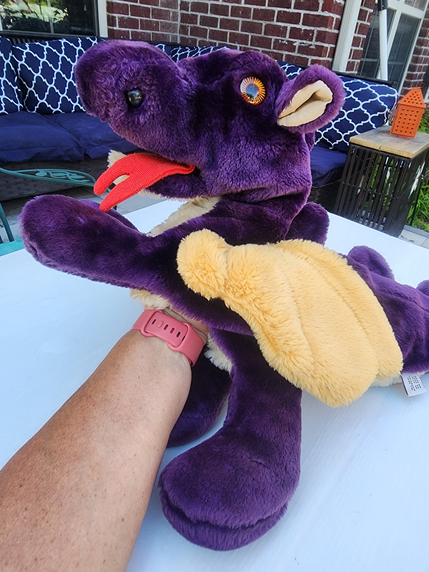 Lucy’s Toys Magnificent Dragon Hand Puppet Purple Gold Vintage - Plush  aprox. 25" Large