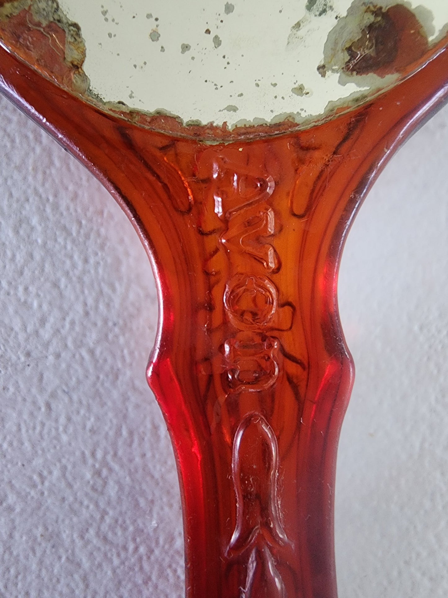 Vintage Avon Cameo Vanity Mirror 9.5" Celluloid Amber Color Tortoise Shell