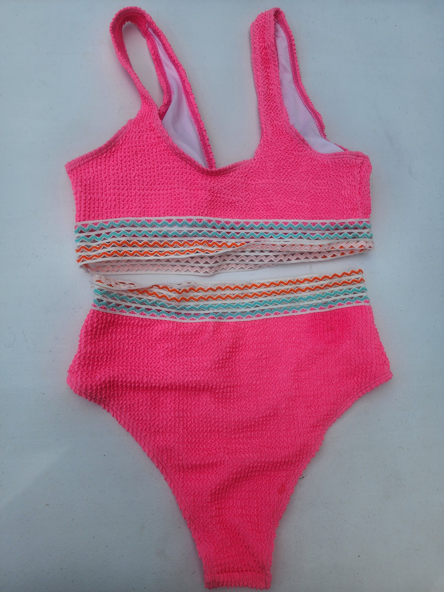 Women's Bikini Swimsuit High Waist V Neck Two Piece Bathing Suit Solid Color S