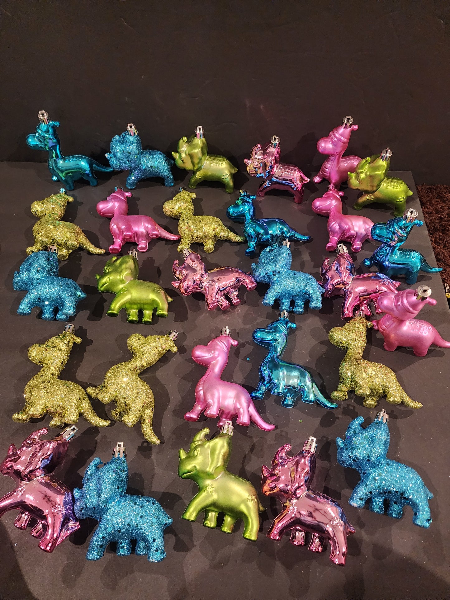 Teal, Fuchsia, Pink, Lime Green Dinosaurs Decorative Figurine  28 piece Ornaments