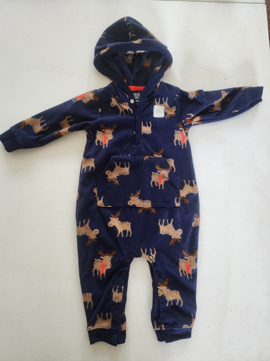 Just One You Carters One Piece Jumpsuit Fleece Size 12 Months Hooded with Moose