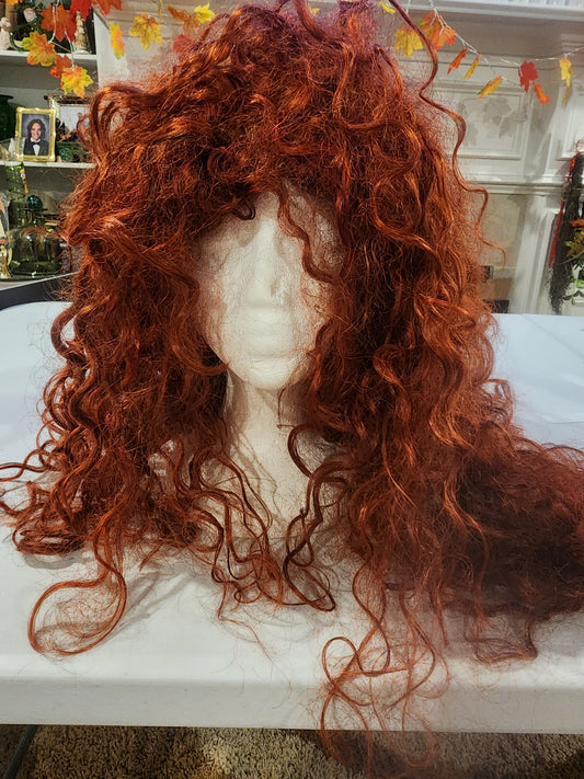 RED curly Wig Poison Ivy or, Princess Merida costume or just to wear.
