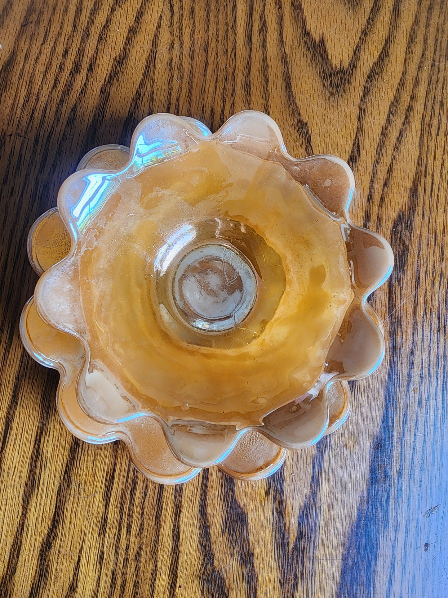 Vintage Fire-King Peach Lustre Petal Bowl & Saucer Set Anchor Hocking Milk Glass