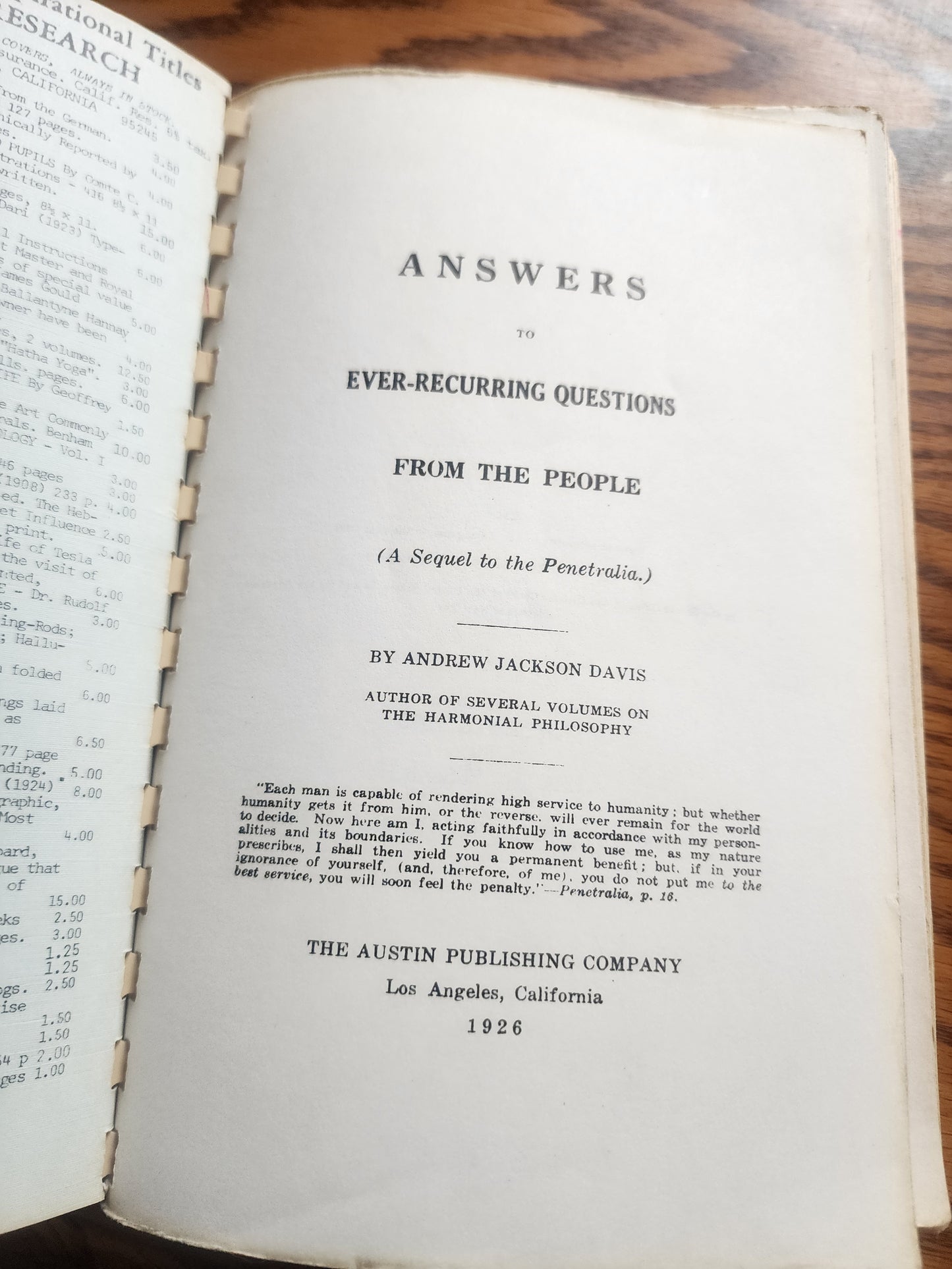 Answers to Ever-Recurring Questions From the People: A Sequel to the Penetralia by Andrew Jackson Davis