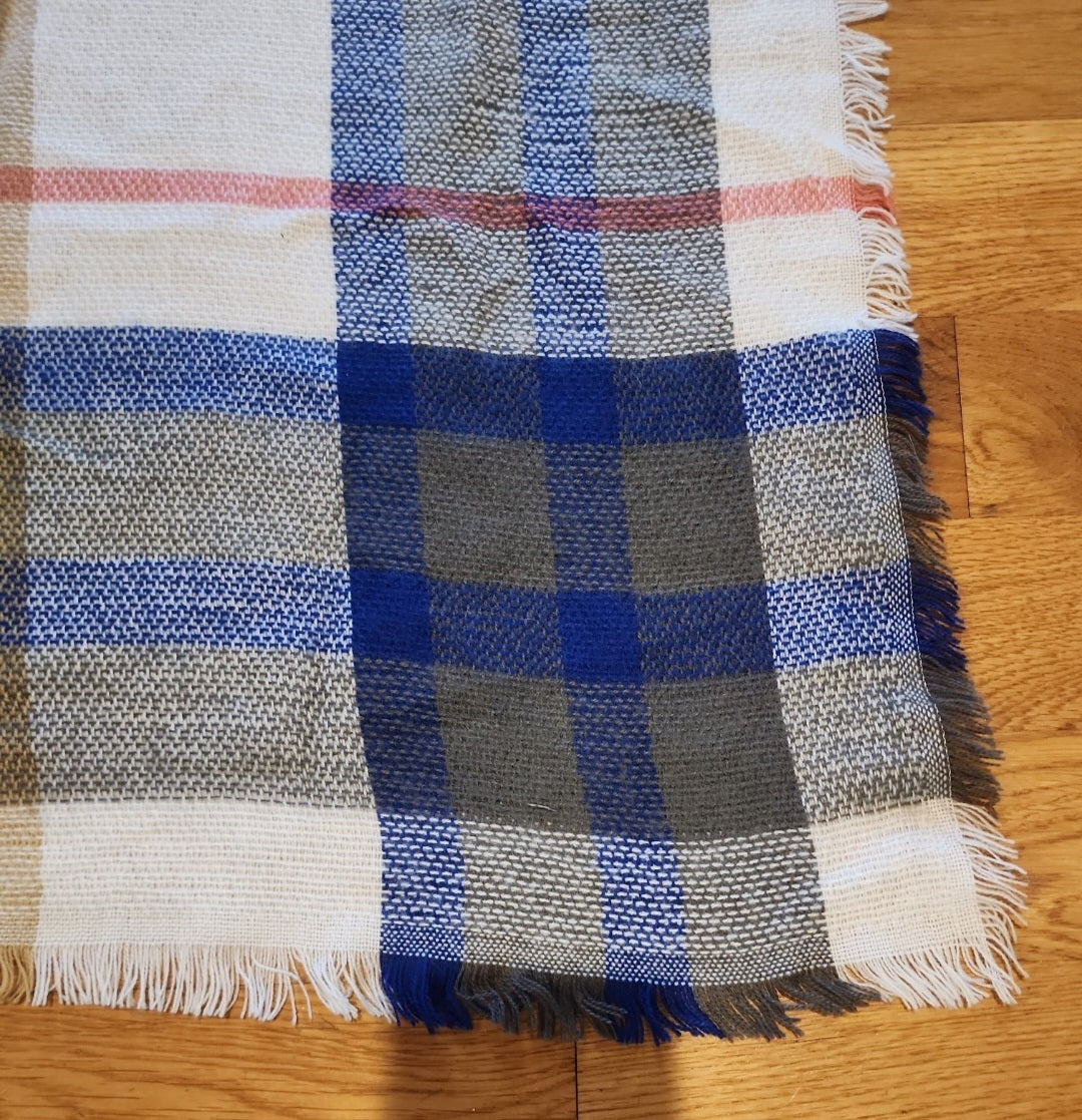 Versatile Throw scarf or shaw 54" x 54" Plaid very cozy