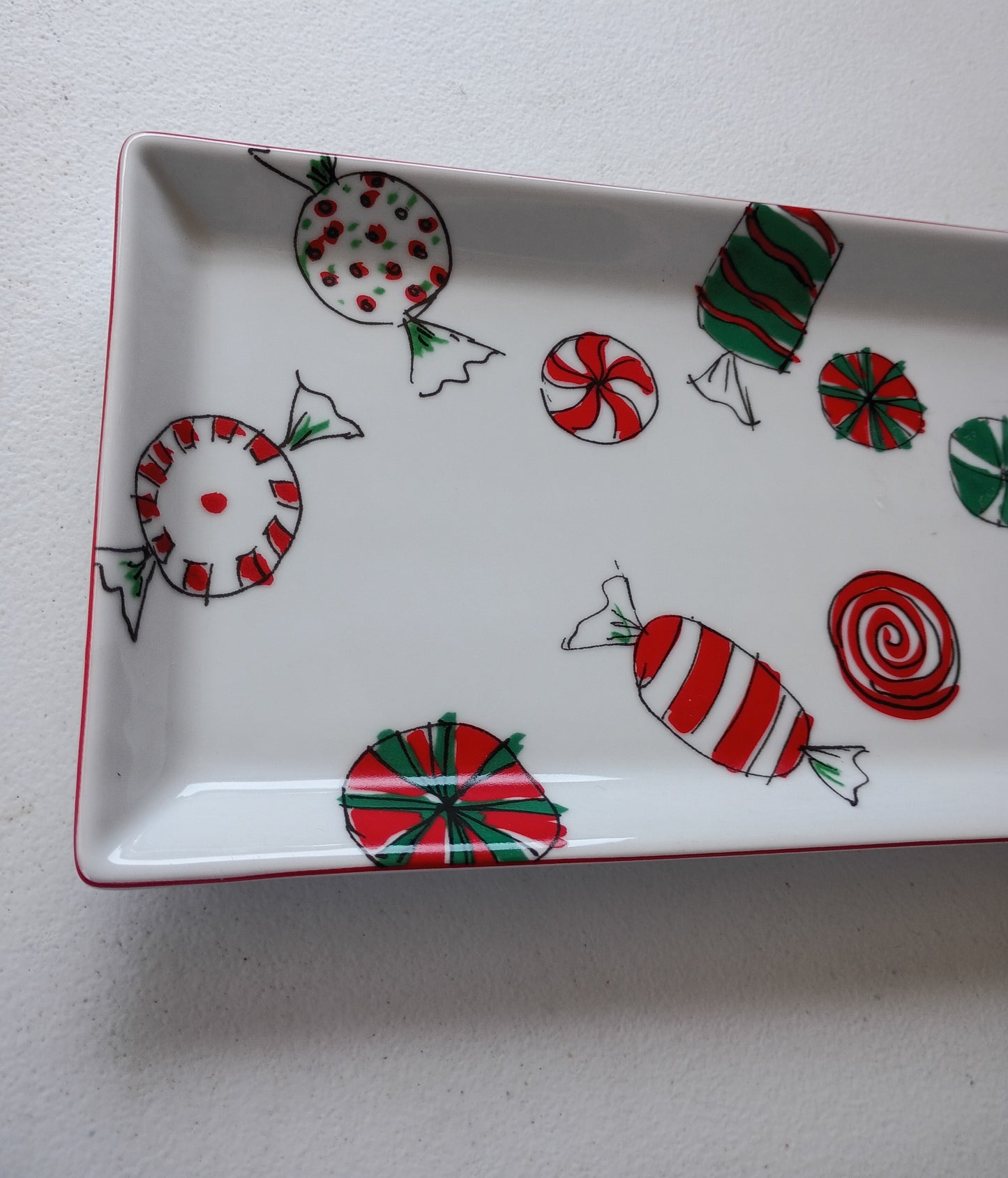 Food Network Holiday Sweets Christmas Candy Appetizer Serving Party Platter stoneware