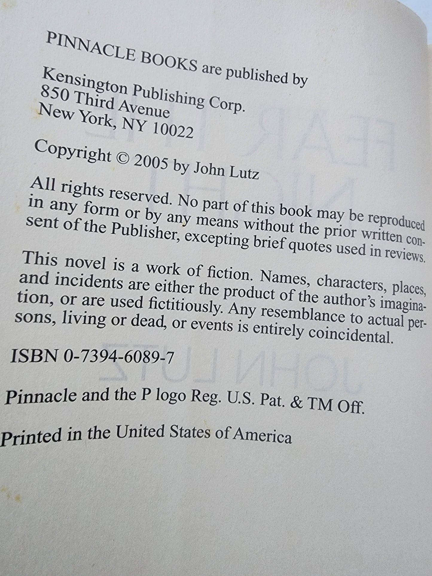 Fear the Night Hardback Book by John Lutz