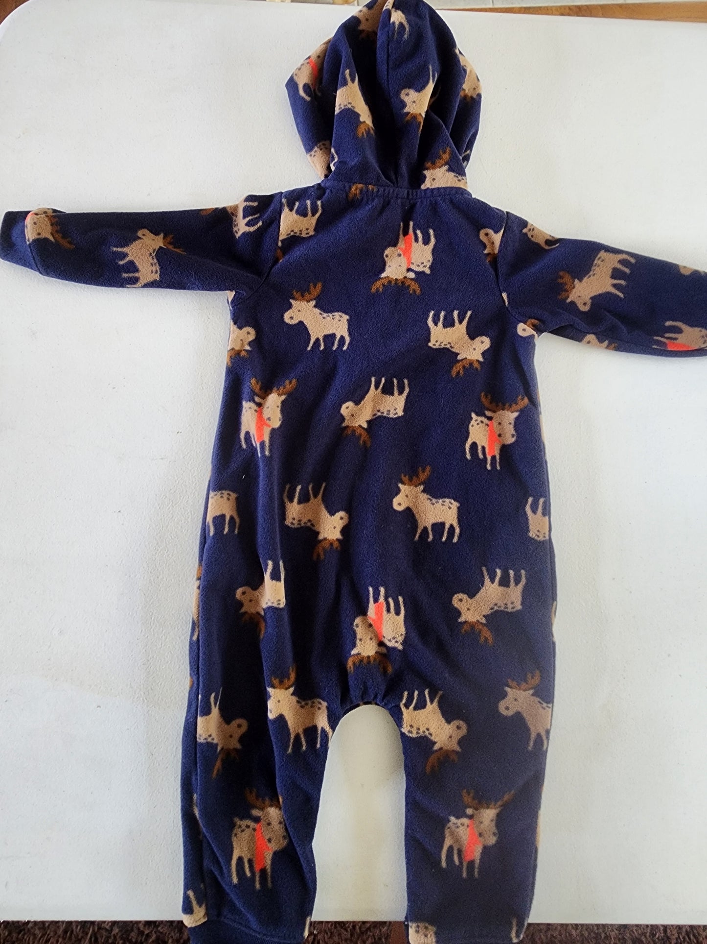 Just One You Carters One Piece Jumpsuit Fleece Size 12 Months Hooded with Moose