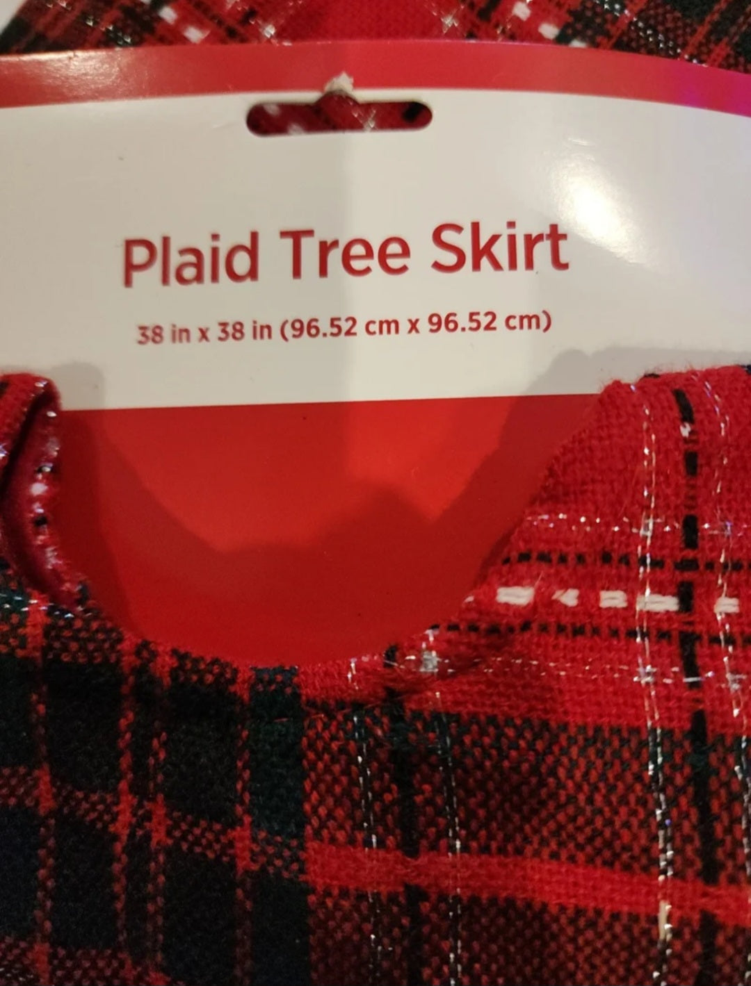 LOT of 2 Red Black Plaid Christmas Tree
Skirts 38" Faux Fur Sherpa Trim Holiday