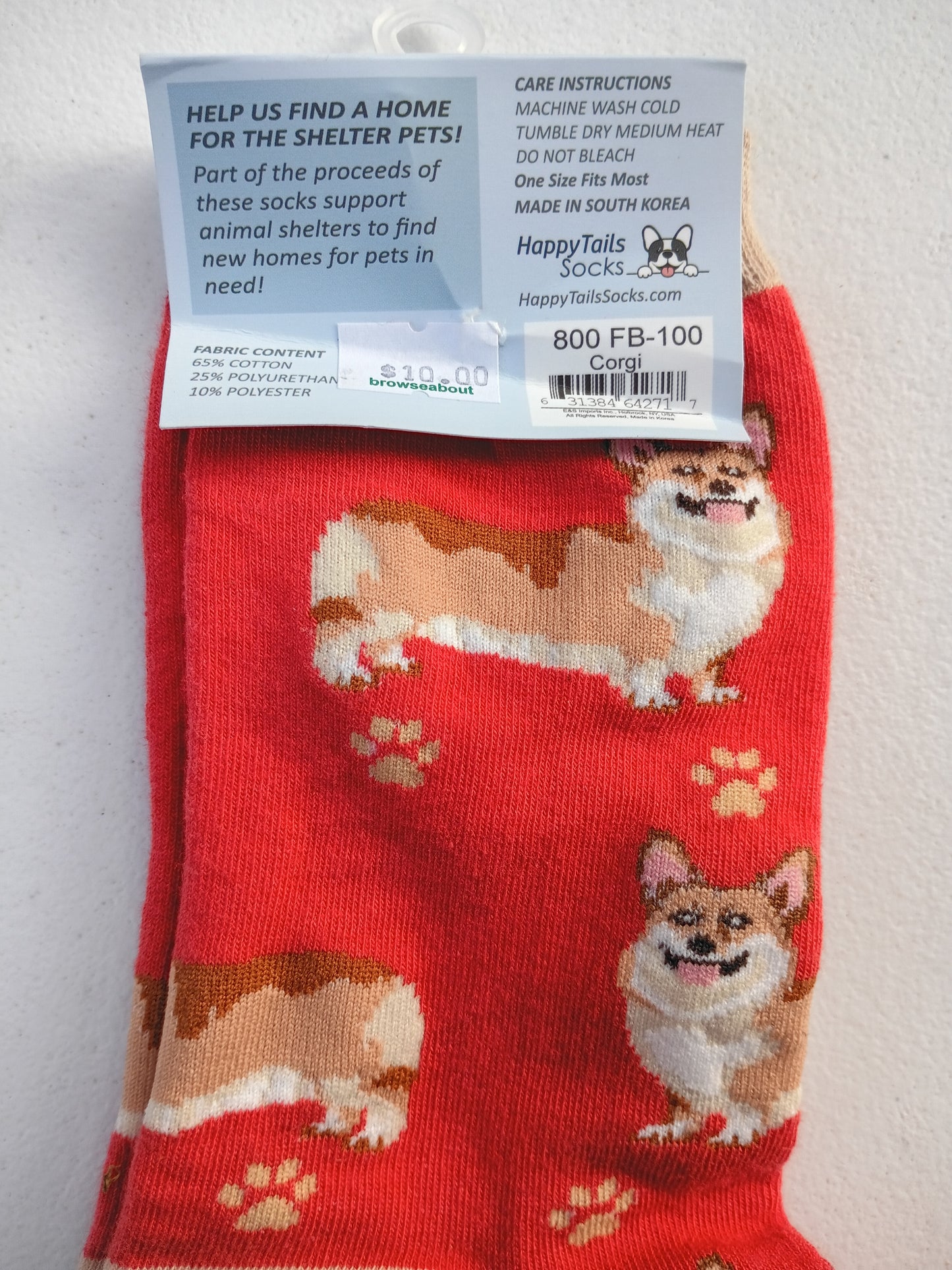 New Socks with Corgis by Happy Trails soft combed cotton, one size fits most