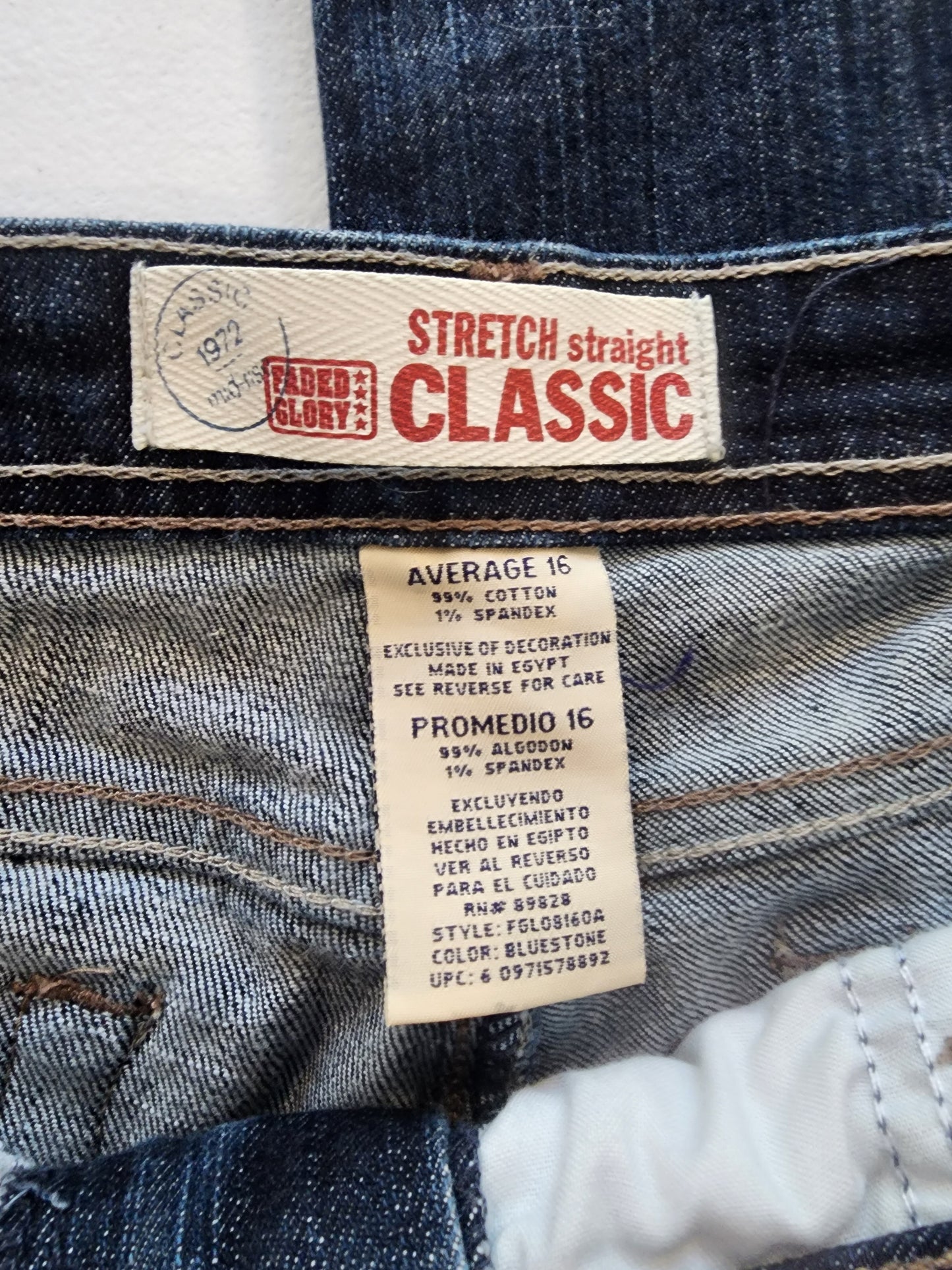 Faded Glory classic Straight size 16 Avg.