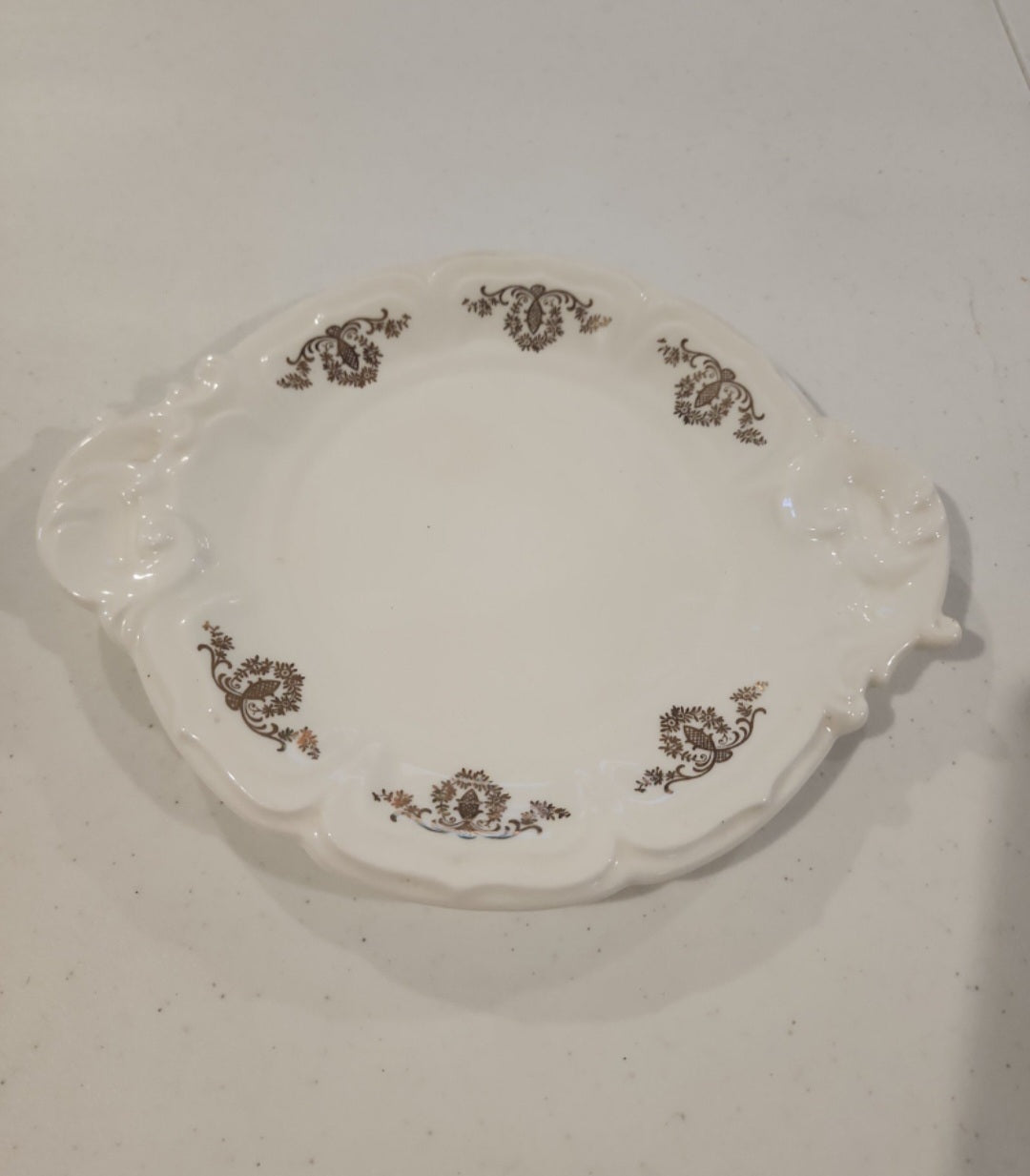 Vintage Porcelain Soup Tureen and plate  Gold Floral Design