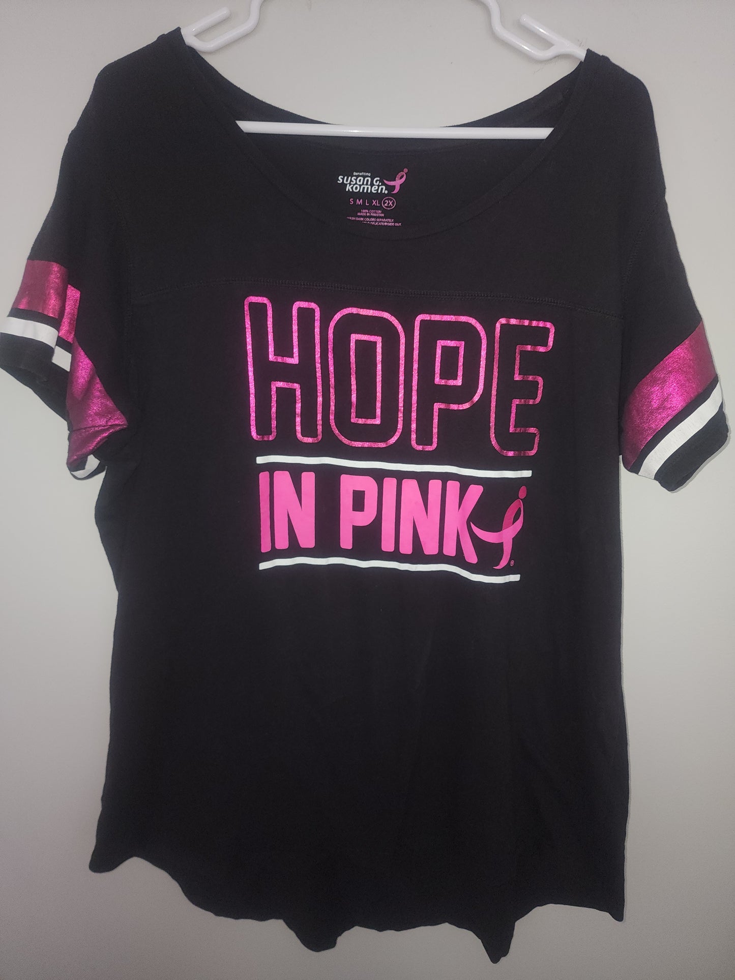 Susan G Komen Womens Jersey Style T Shirt Hope In Pink  Breast Cancer  1X